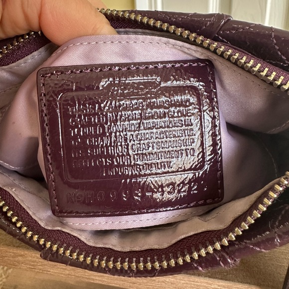 35. Coach Signature Patent Leather Large Wrislet, Dark Purple Color, EUC - Picture 9 of 9